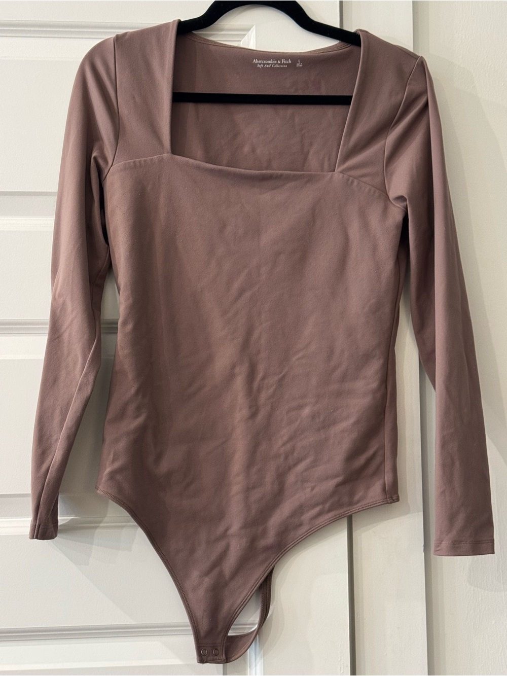 Abercrombie & Fitch Dusty Mauve Long-Sleeve Square Neck Bodysuit